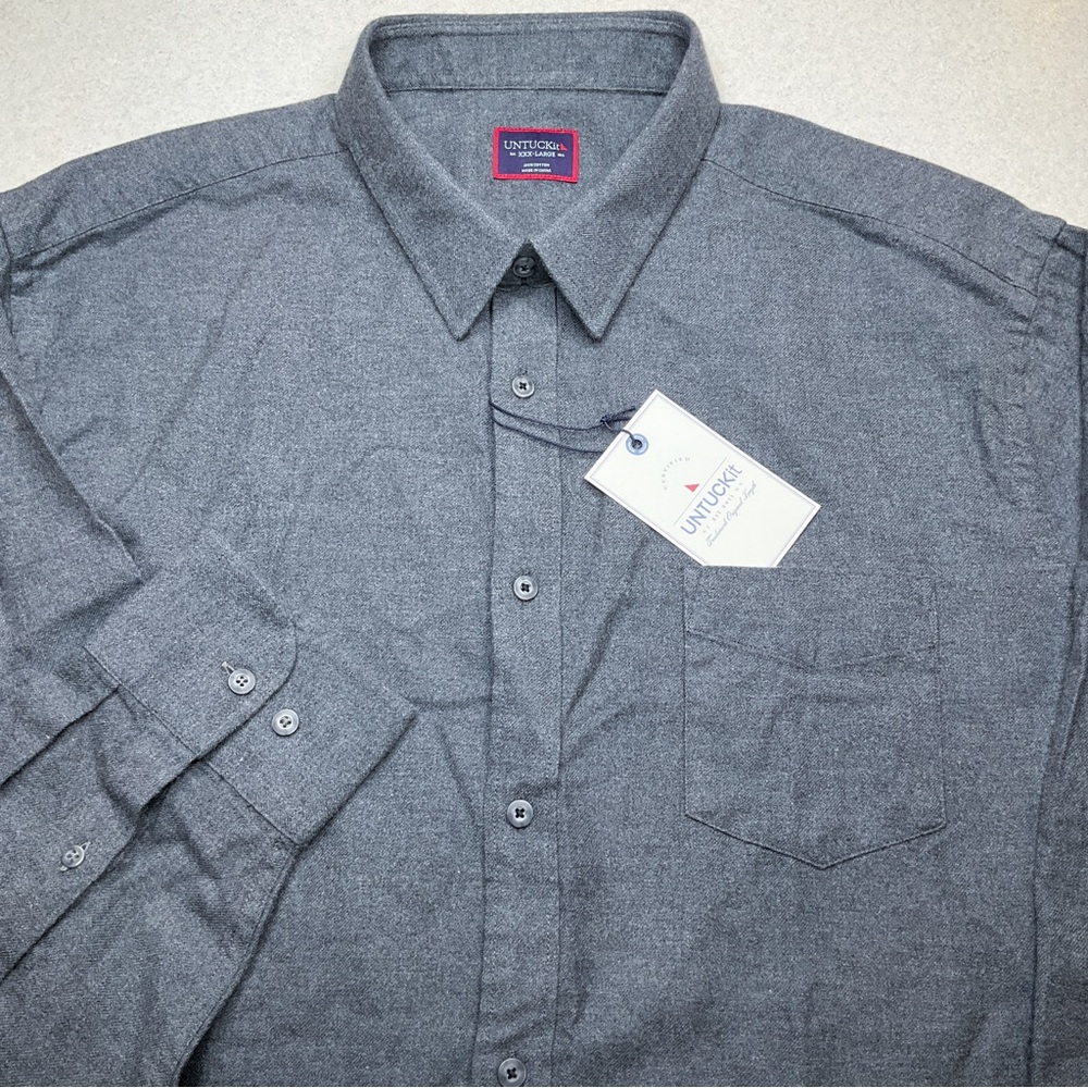 Untuckit Sherwood Long Sleeve Shirt XXXL Dark Gray 100% Cotton‎ NWT